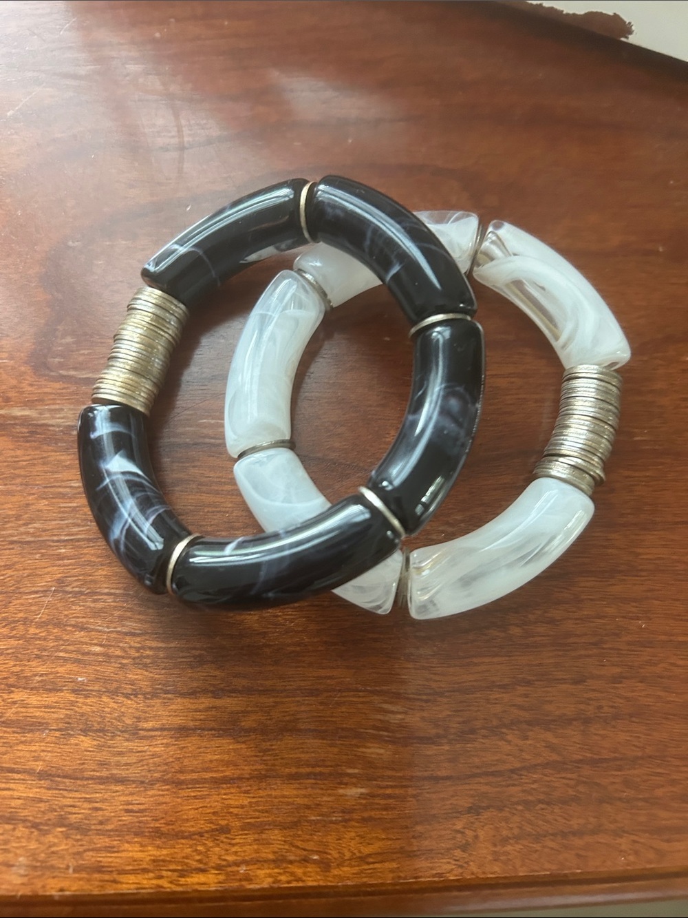 Marbled Black and White Bangle Set - Boho